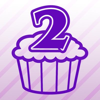 Number 2 Cupcake Iron on Decal
