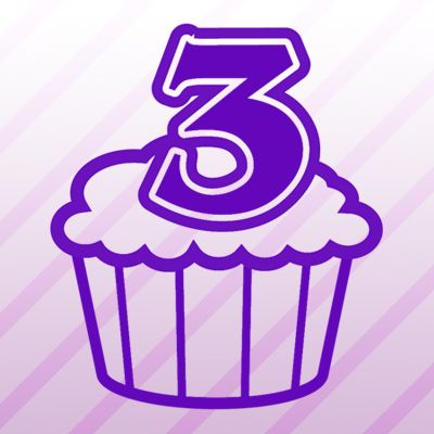 Number 3 Cupcake Iron on Decal