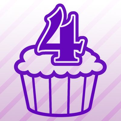 Number 4 Cupcake Iron on Decal