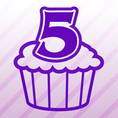 Number 5 Cupcake Iron on Decal