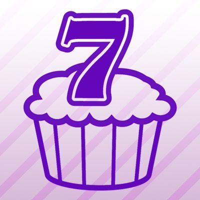 Number 7 Cupcake Iron on Decal