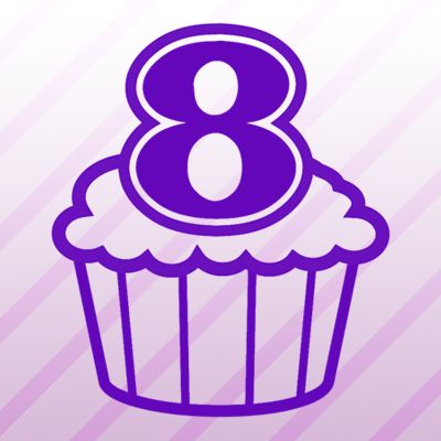 Number 8 Cupcake Iron on Decal