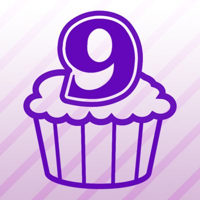 Number 9 Cupcake Iron on Decal